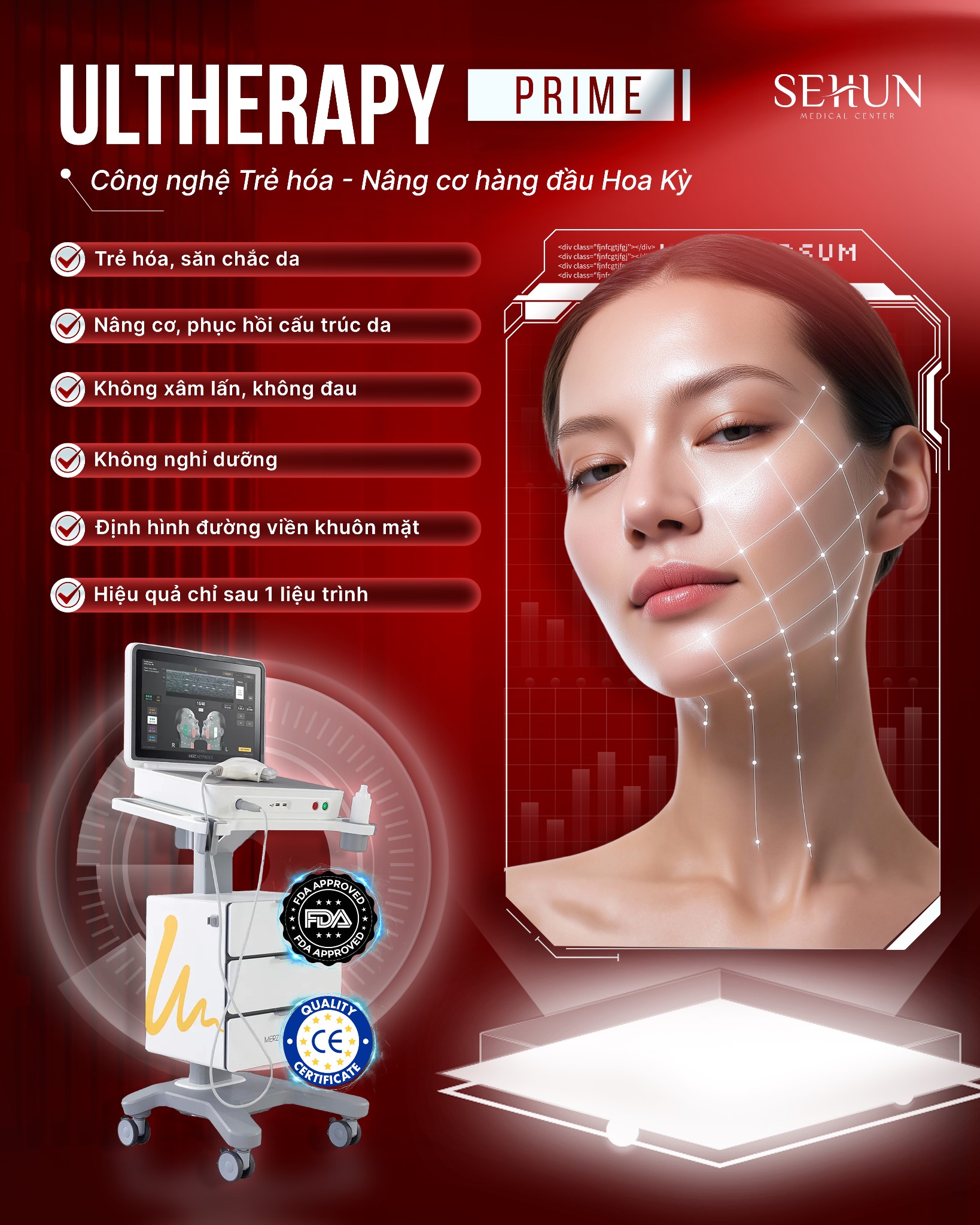 Viện thẩm mỹ Sehun nâng tầm trẻ hóa da với bộ đôi Ultherapy Prime & Thermage FLX